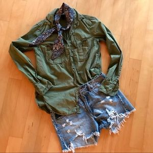 J. Crew Army Green Surplus Button Down